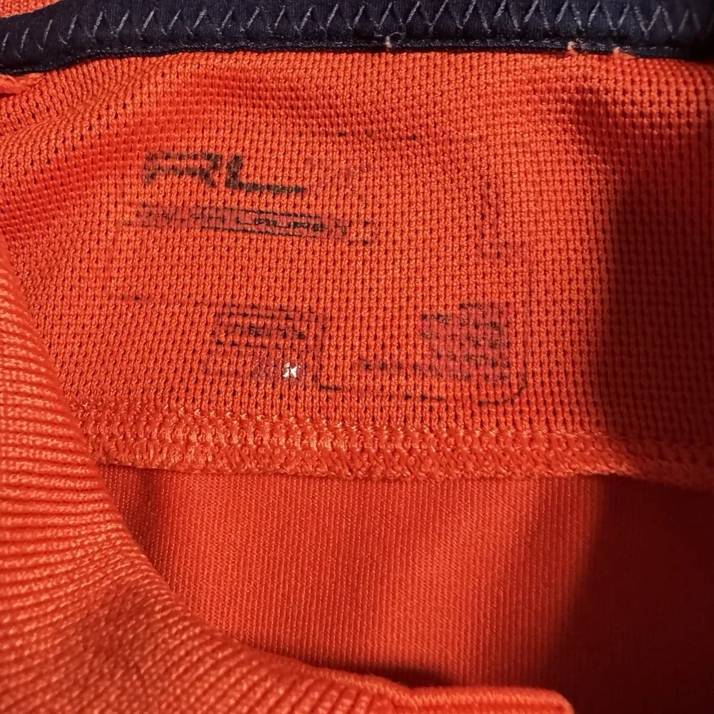 Polo Ralph Lauren RLX Orange Navy Blue Short Sleeve Shirt ‎ Size Large L